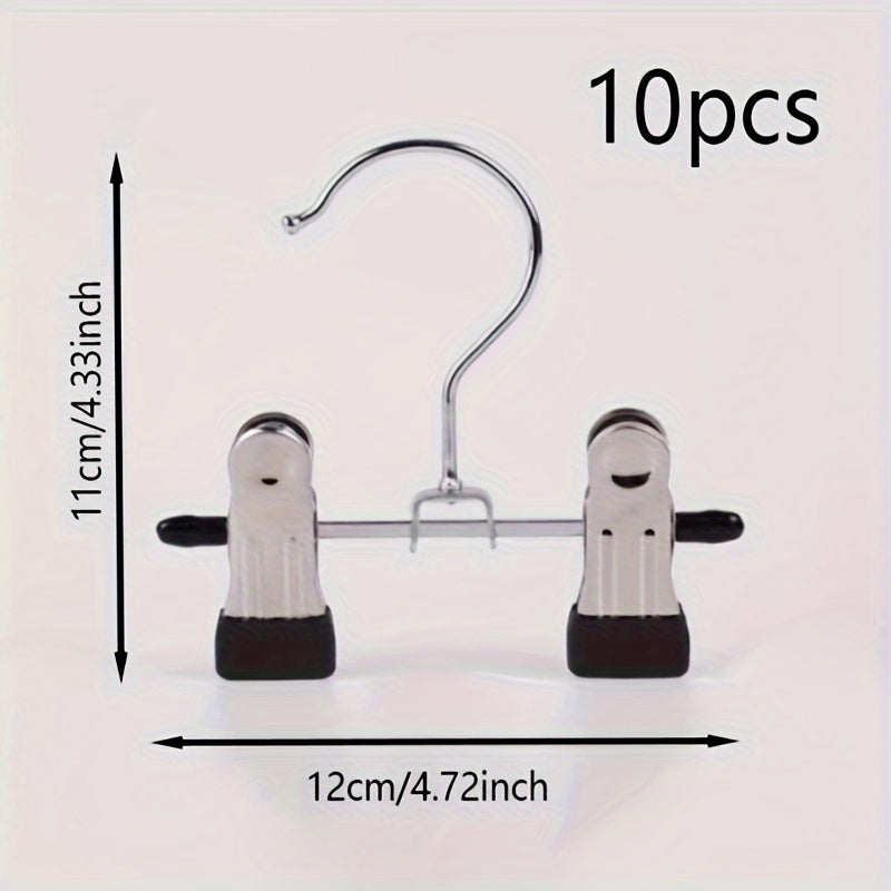 10pcs Stainless Steel Clothes Hangers w/ Adjustable Clips for Stores