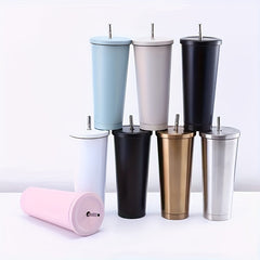500ml Stainless Steel Straw Water Cup Leakproof Fitness Bottle