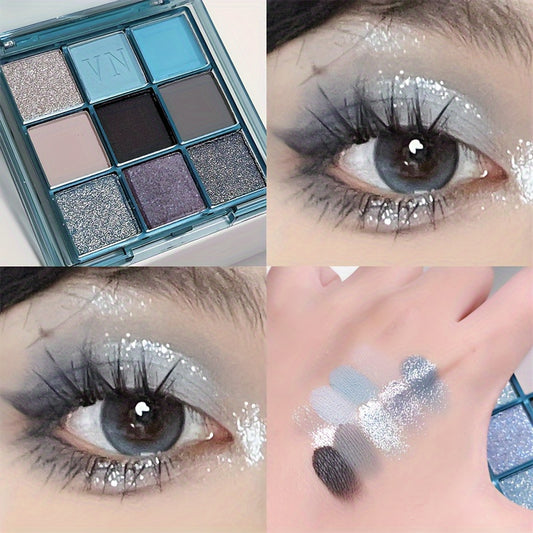 Sky 9 Eyeshadow Palette Matte Glitter Waterproof