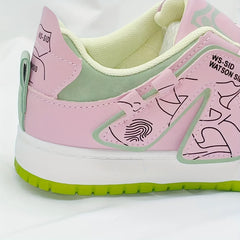 Women's Letter Patched Low Outdoor Skates Shoes Lightweight Lace Up Flatform Sho