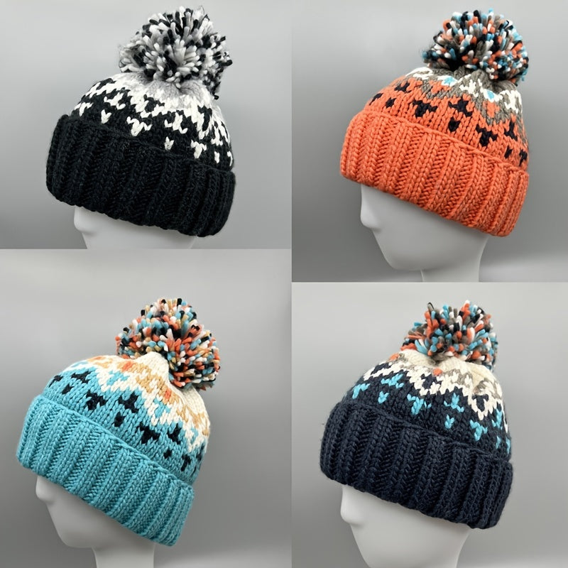Hairball Knit Winter Beanie Hat Unisex Ear Protection Girls Women Gift