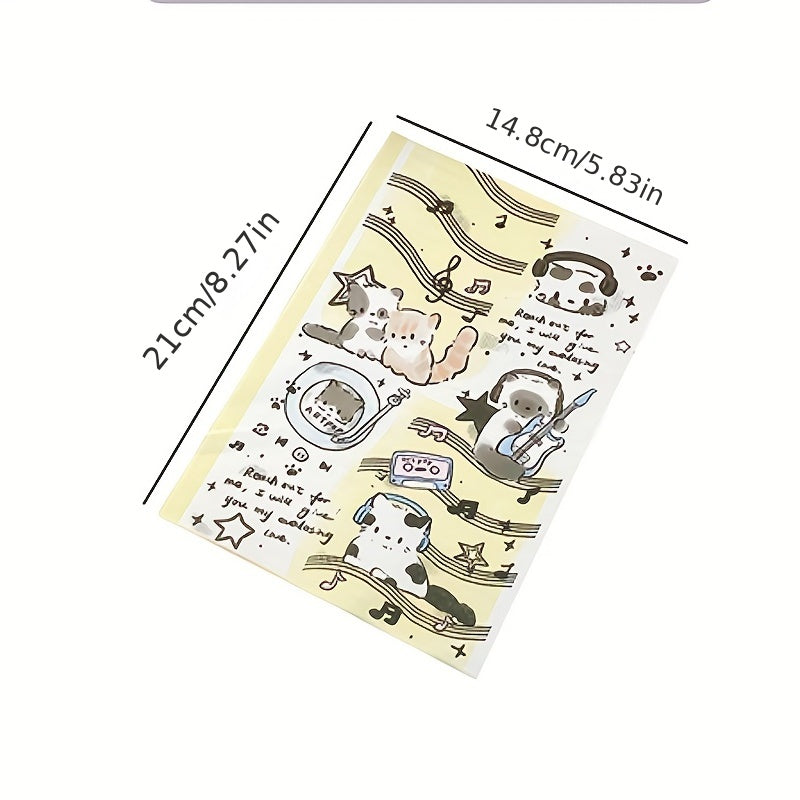 Horizontal Line Notebook Music Cat A5 Adhesive Bound Writing Book