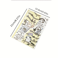 Horizontal Line Notebook Music Cat A5 Adhesive Bound Writing Book