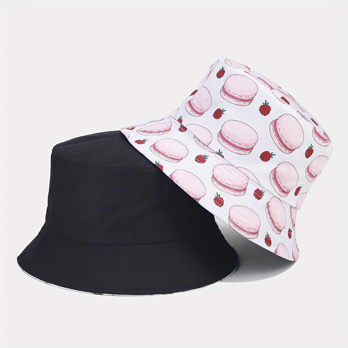 Hamburger Pattern Reversible Bucket Hat Outdoor Sunshade Basin Hat