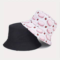 Hamburger Pattern Reversible Bucket Hat Outdoor Sunshade Basin Hat
