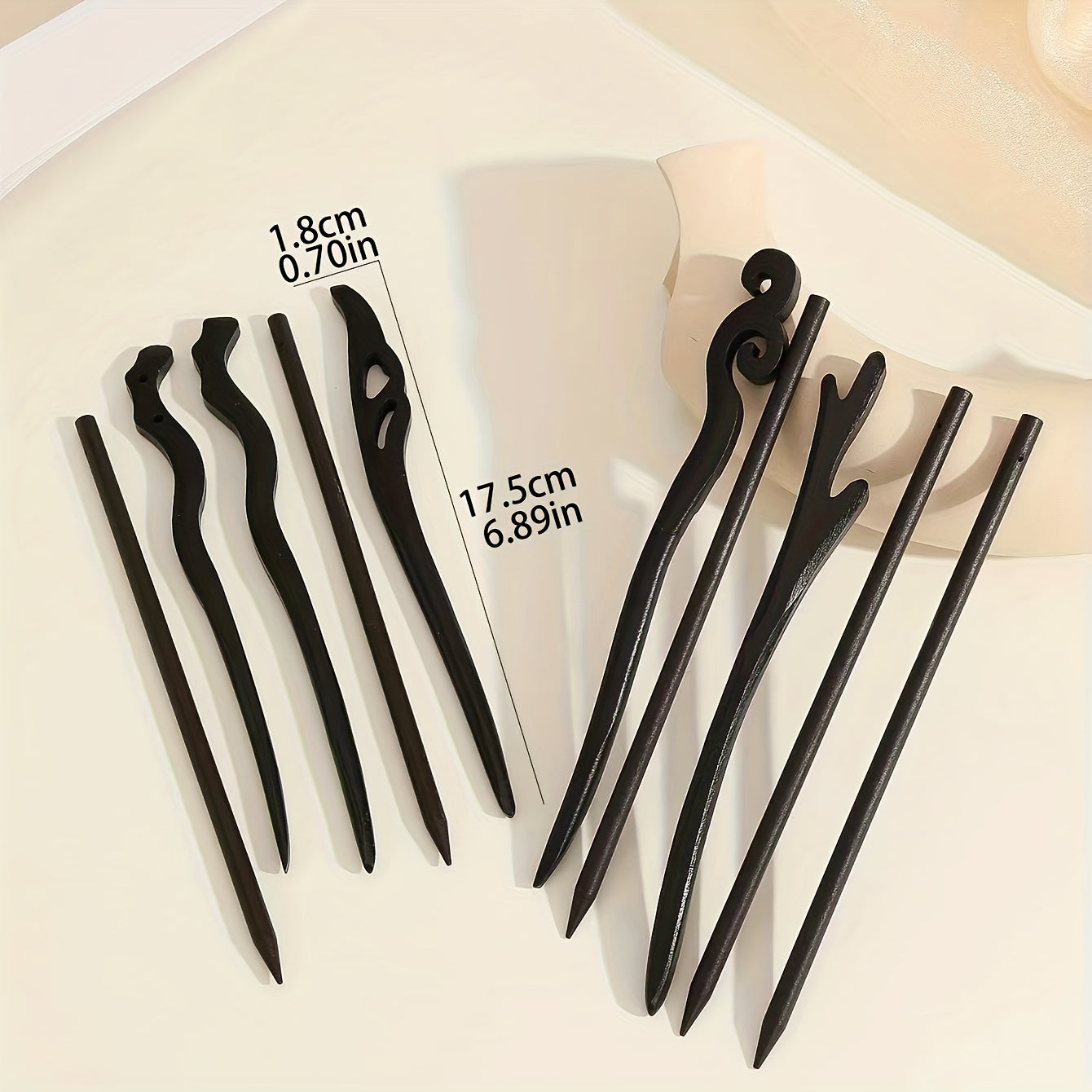 10pcs Sandalwood Hair Chopsticks for Bun Ponytail