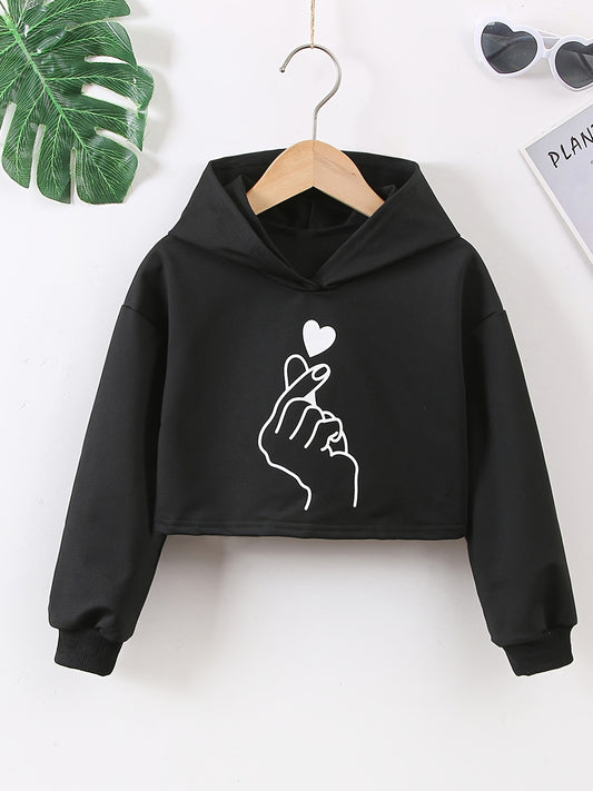 Girls Hoodie Graphic Long Sleeve Pullover Sweatshirt Crop Top Kids Clothes