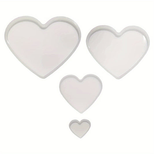 4pcs Heart Resin Mold Love Heart Shape Epoxy Mold