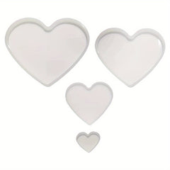 4pcs Heart Resin Mold Love Heart Shape Epoxy Mold