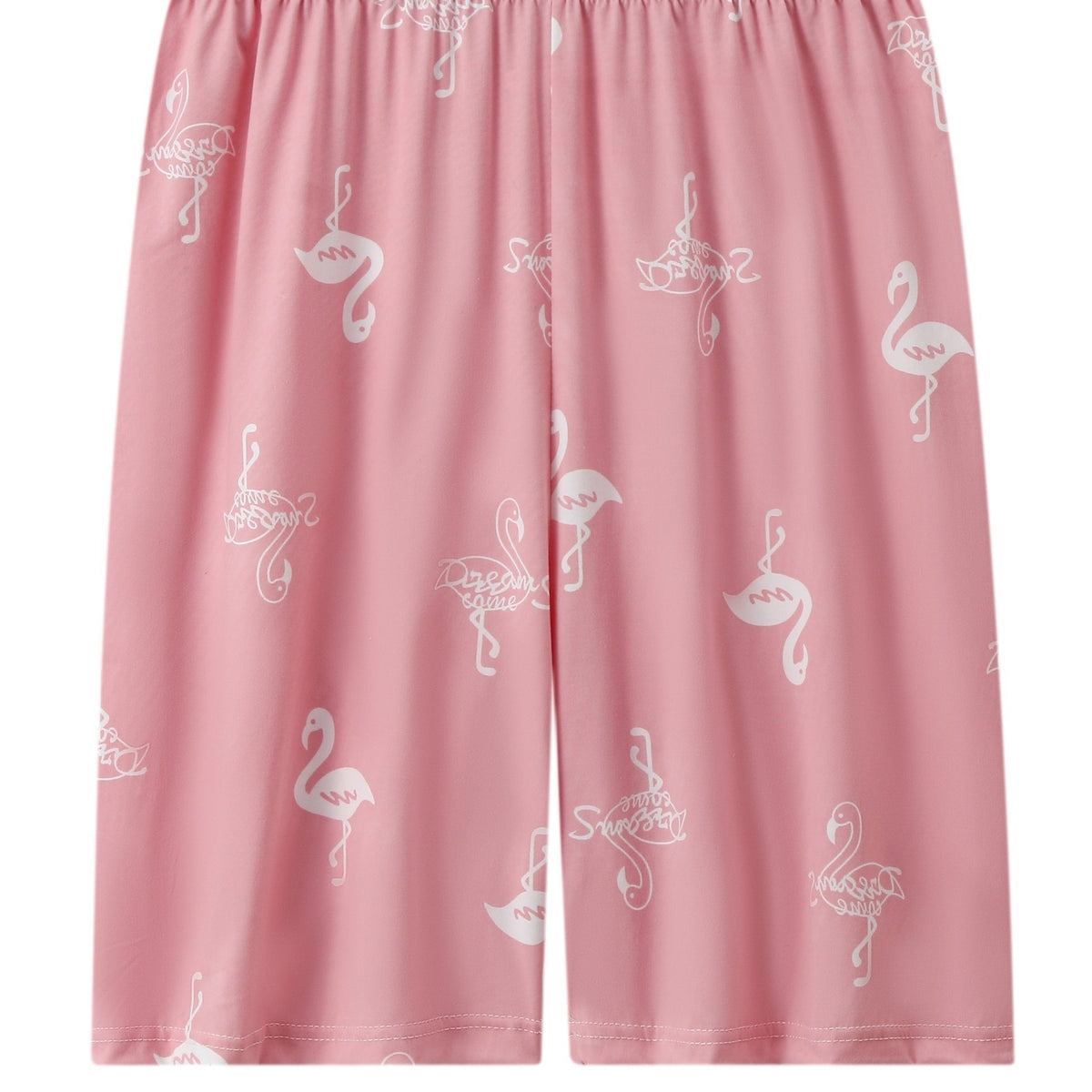  Flamingo Print Elastic Waist Loungewear Shorts