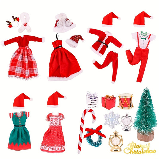Mini Merry Christmas Ornament & Xmas Clothes For 11.8" Dolls