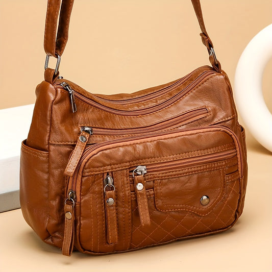 Large Capacity Soft Faux Leather Shoulder Crossbody Bag Adjustable Strap