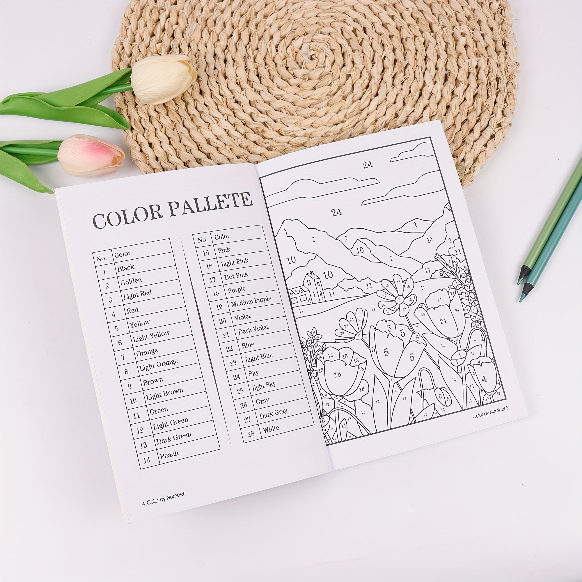 Flower & Butterfly Paint By Numbers Book