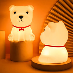 Dog Night Light LED Touch Sensor 16 Colors Rechargeable Silicone Puppy Lamp