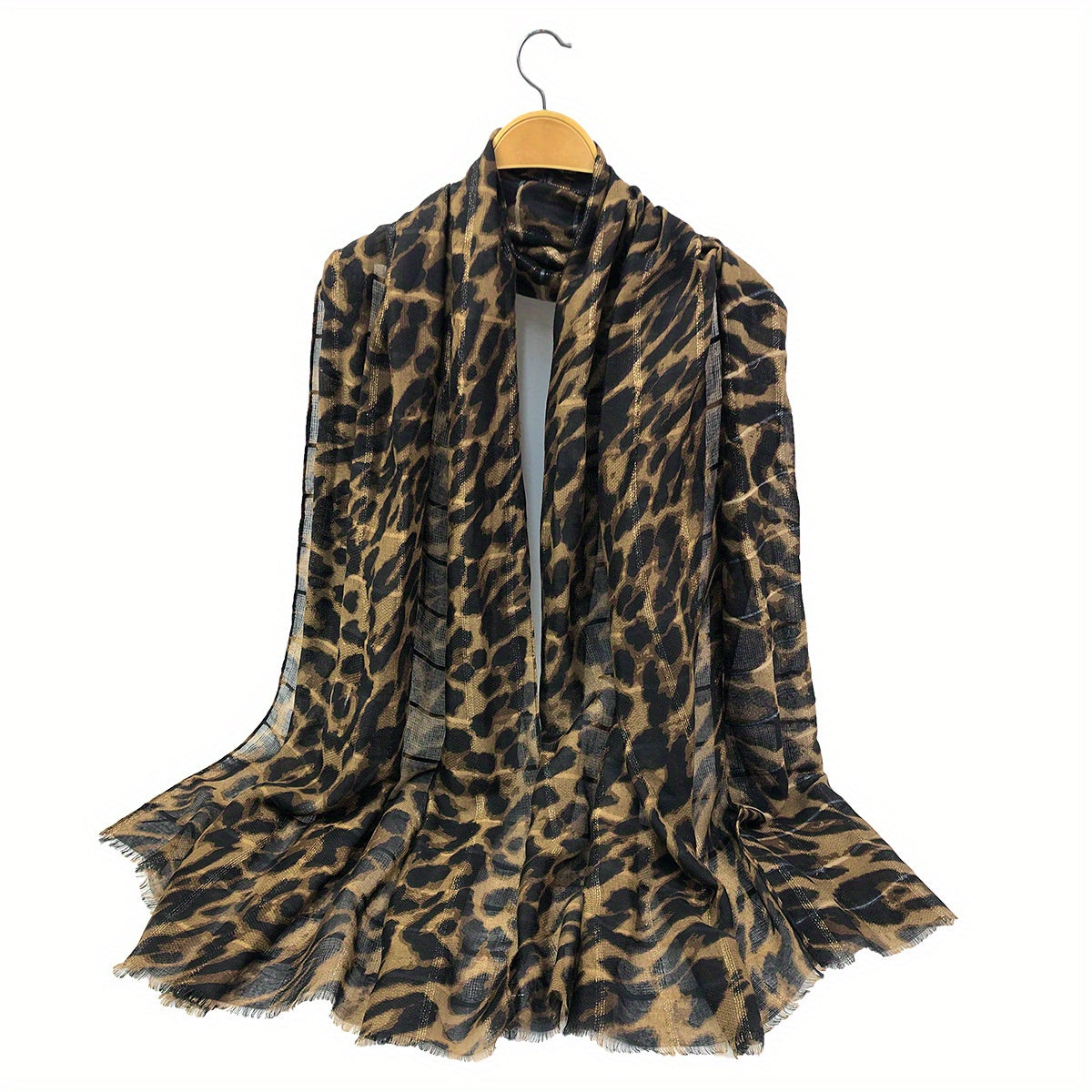 Leopard Print Scarf Vintage Casual Shawl Women Windproof Headwrap