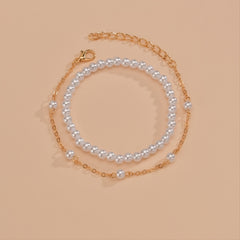 Vintage Sweet Faux Pearl Bead Bracelet Set 2 Pcs for Women