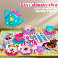Afternoon Tea Toy Dessert Play Set Kitchenware with Spoons Cake Paper Mat