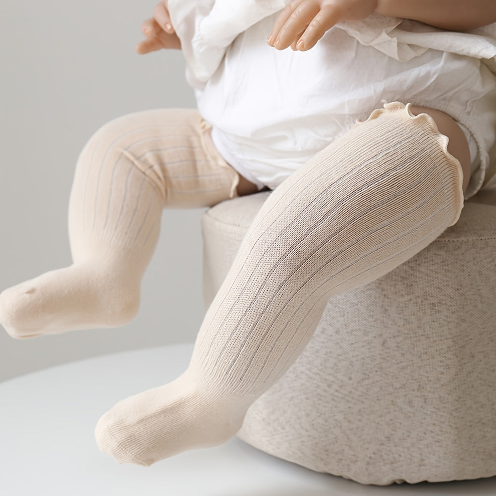 Newborn Baby Winter Knee High Socks Solid Cotton Warm Socks