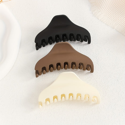 3pcs Frosted Hair Claw Nonslip Ponytail Holder Hair Clip