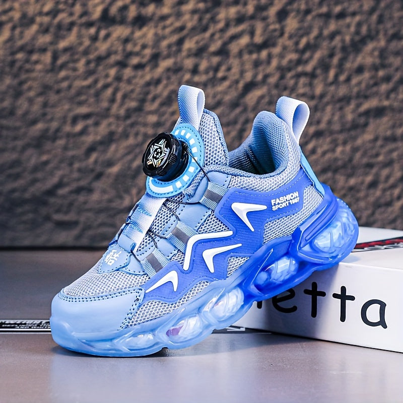Girl's Block Basketball Shoes Rotating Buckle Breathable Non Slip Sneakers