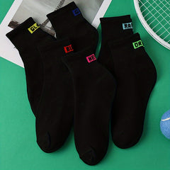 6 Pairs Letter Print Socks Women's Stockings