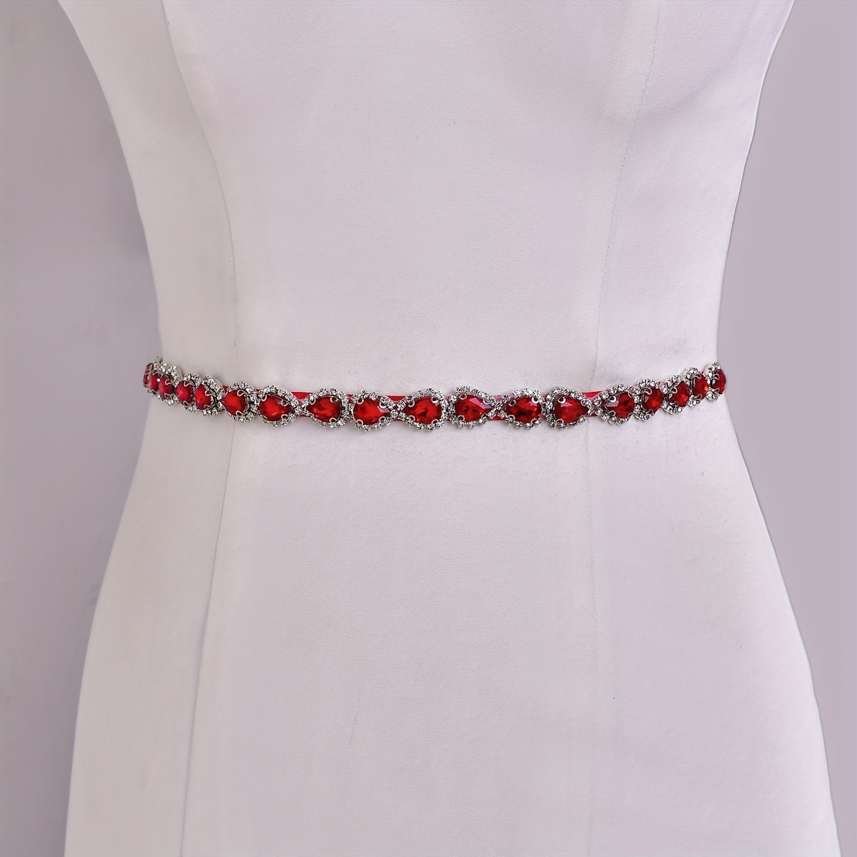 Red Rhinestone Belt for Women Sparkling Large Bead Versatile Accessory