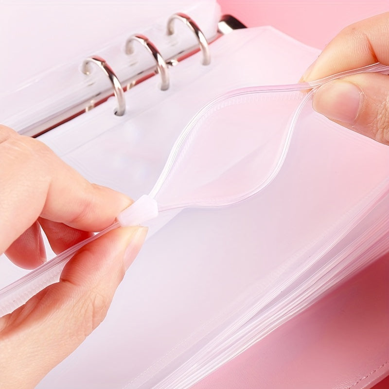 12pcs A6 Zipper Binder Pockets Waterproof PVC Leaf Pouch