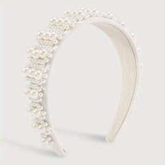 Pearl Decor Wide Head Hoop Headband for Women Wedding Party