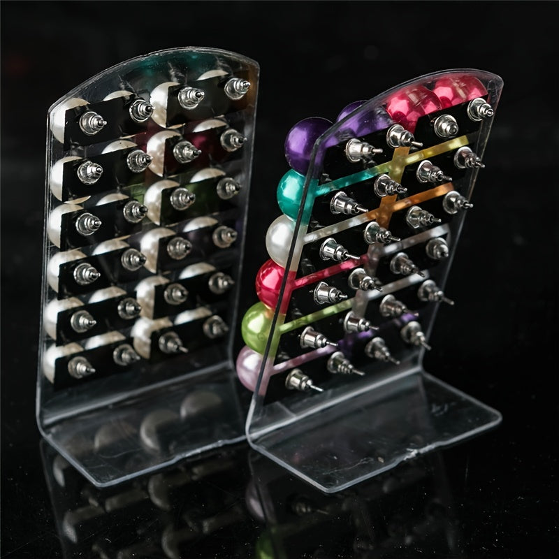 Colorful Pearl Stud Earrings Set Round Ball Earring 4 6 8 10mm
