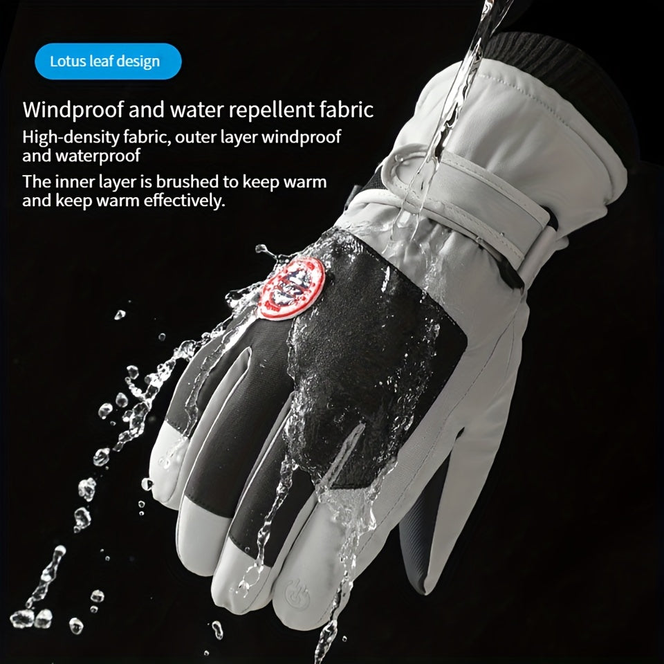 Non Slip Waterproof Velvet Gloves Warm Touch Screen Ski Gloves