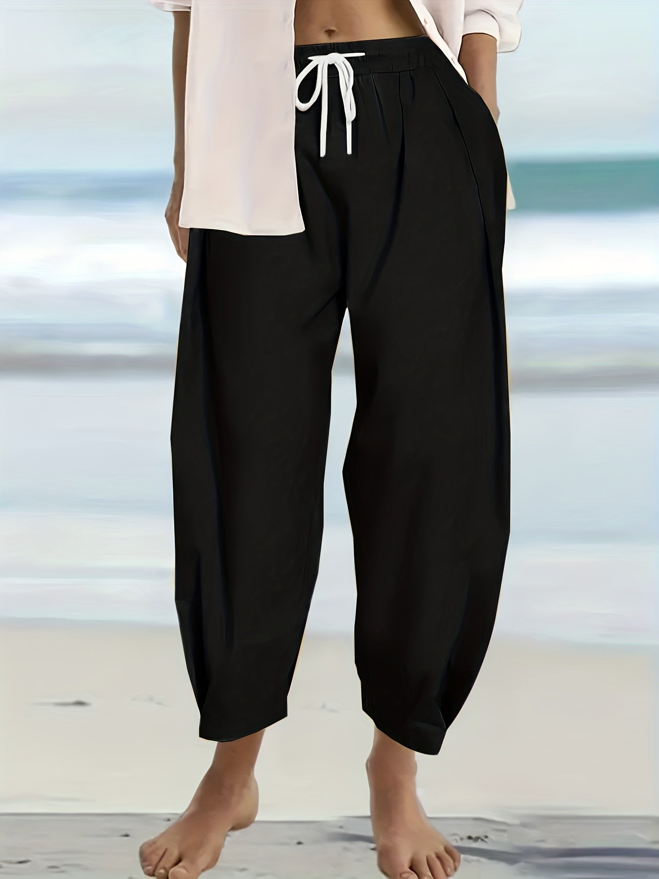  High Rise Harem Trousers With Pockets