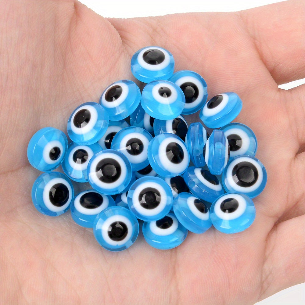 50-100pcs Evil Eye Beads Oval Spacer Resin DIY Charms for Jewelry Making