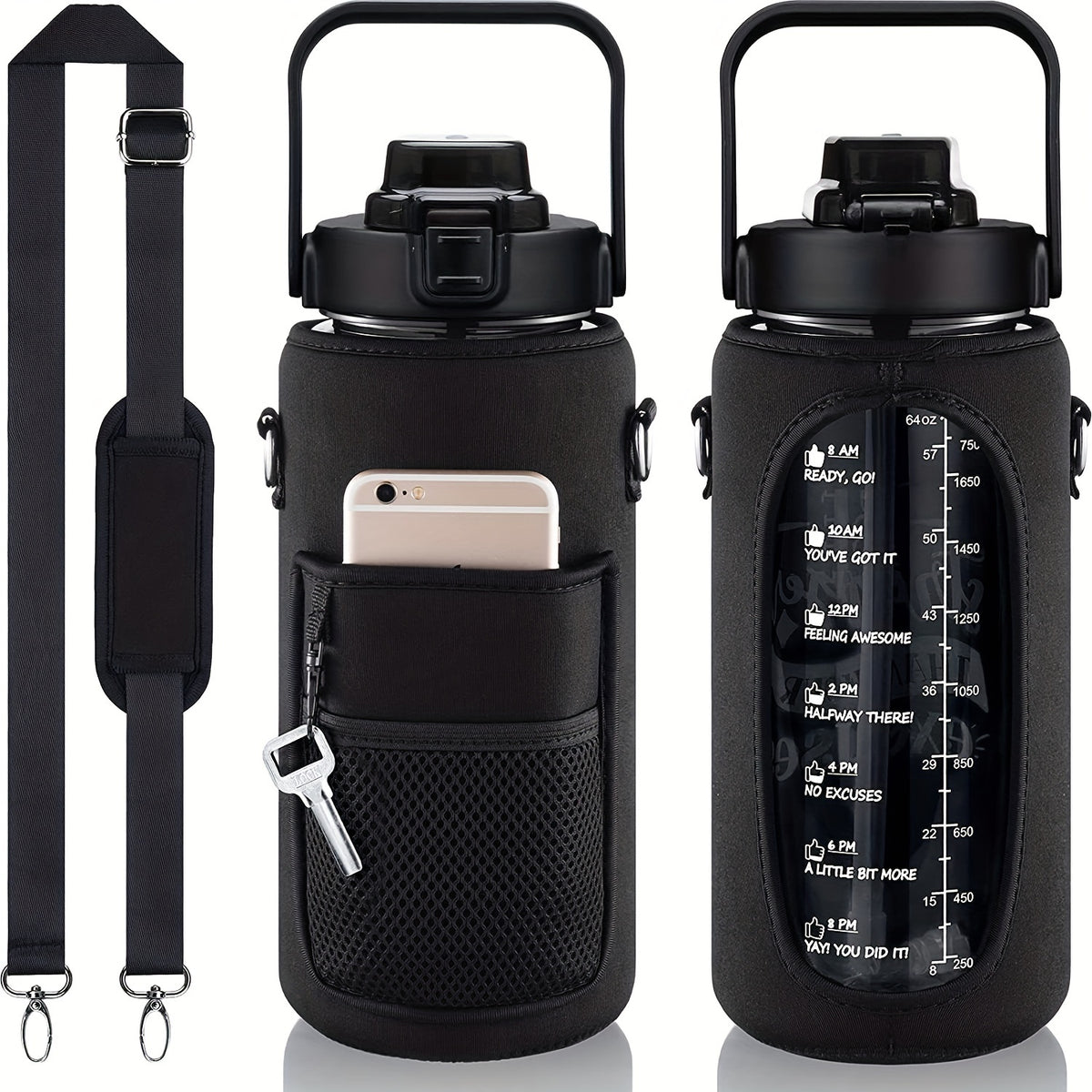 Portable Water Bottle Leakproof Sports Cup With Storage Bag
