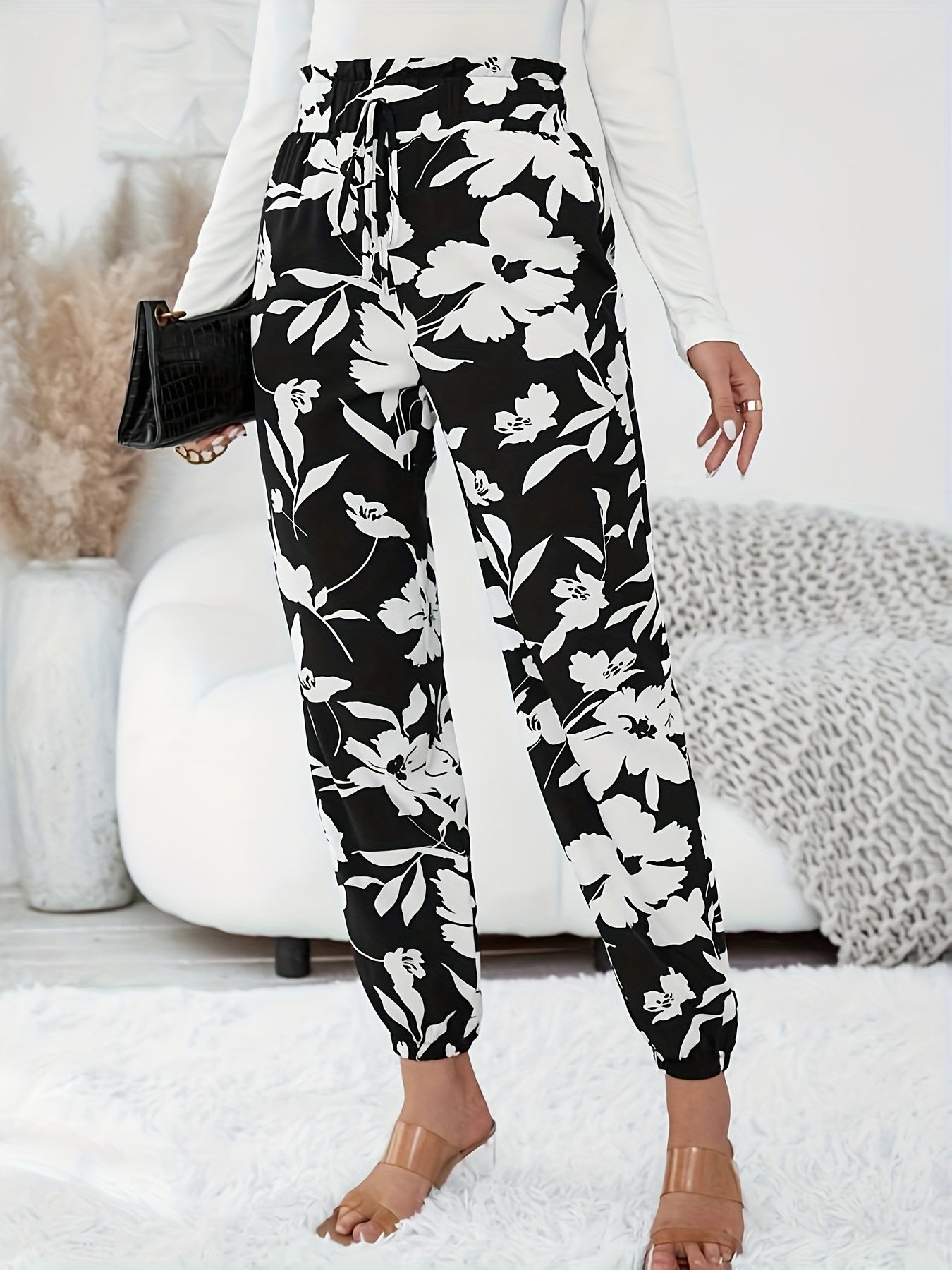 Women's Plus Floral High Rise Joggers