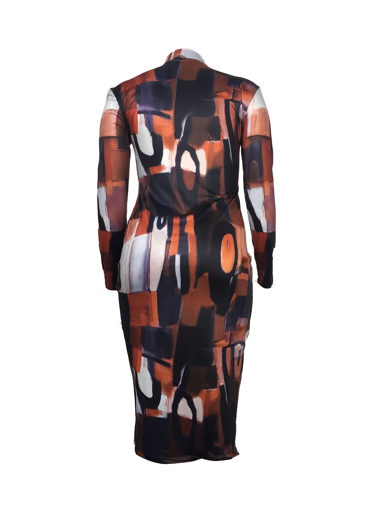 High Neck Long Sleeve Bodycon Dress