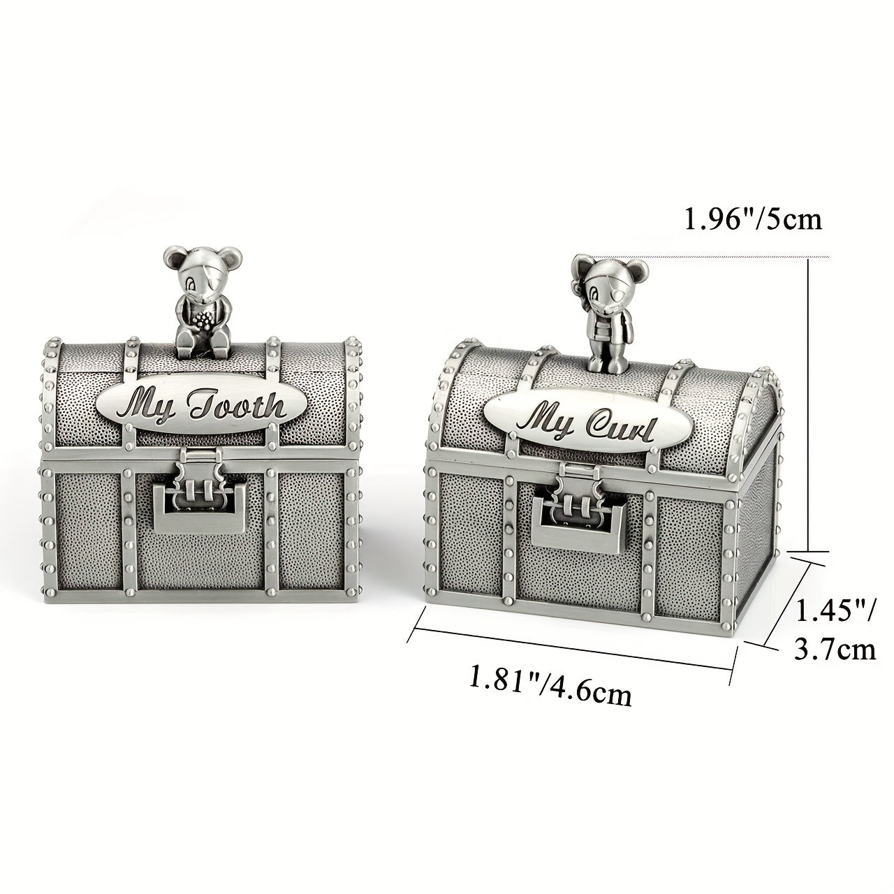 Baby Tooth Treasure Chest Box Silvery Tooth Holder And Curl Organizer Set