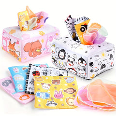 Baby Puzzle Cloth Book Toy Animal Washable Tissue Box