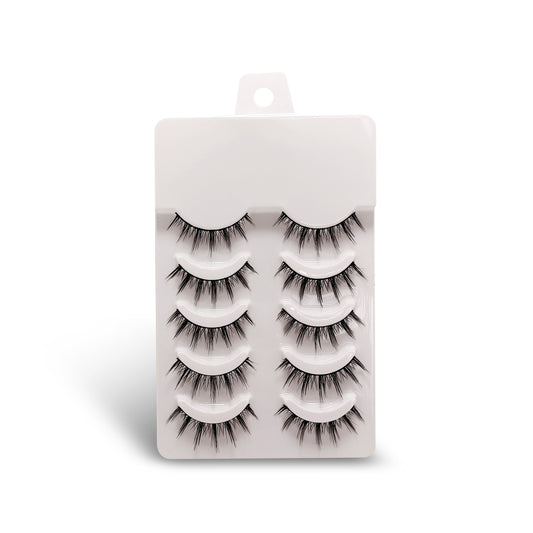 5 Pairs Natural Look Full Strip Faux Mink False Eyelashes