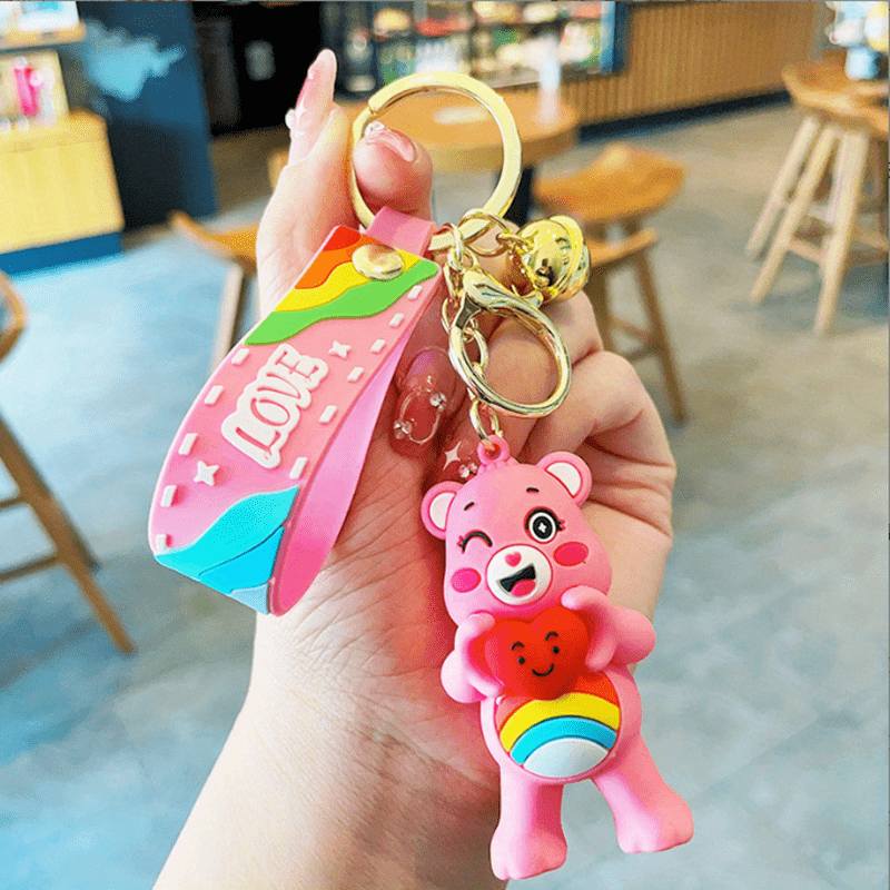 Cartoon Bear Bracelet Keychain Doll Purse Bag Car Key Charm Accessory