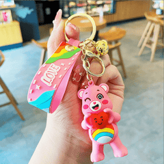 Cartoon Bear Bracelet Keychain Doll Purse Bag Car Key Charm Accessory