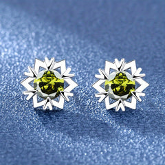 Snowflake Zircon Stud Earrings 18K Plated Wedding Party Jewelry Gift