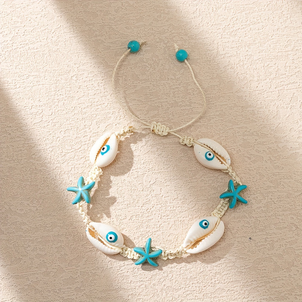 Shell & Starfish Beaded Braided Bracelet for Women