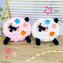 Cartoon Lamb Shaped Embroidery Shoulder Bag Soft Plush Storage Bag
