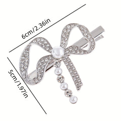 Sweet Pearl Bow Hair Clip for Women Girls