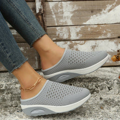 Women's Air Cushion Platform Mules Closed Toe Shoes