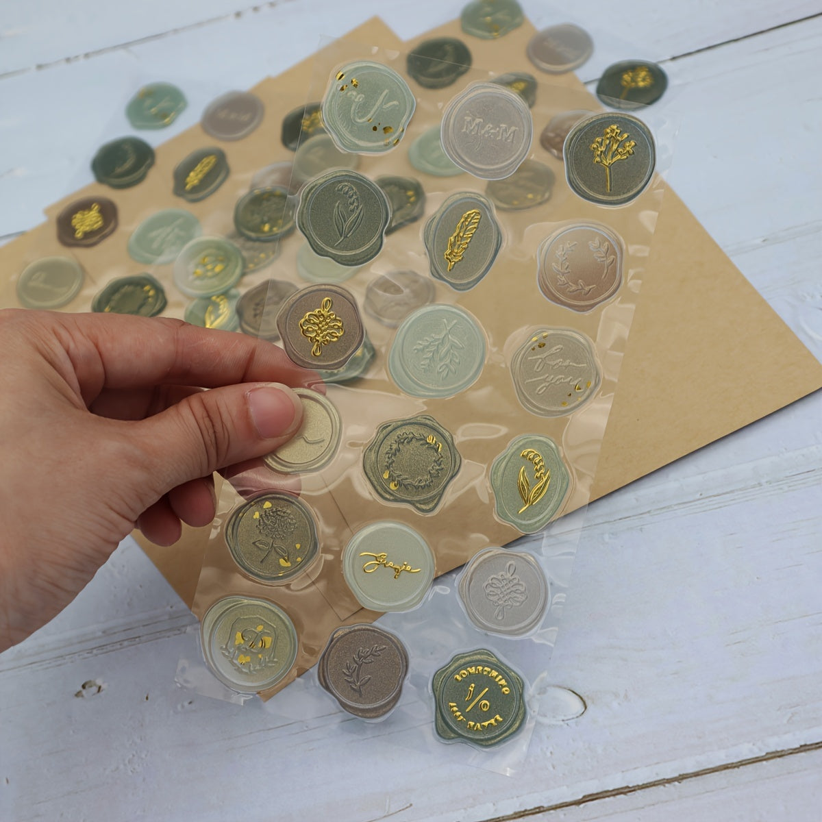 DIY Flower Bronzing Fire Paint Seal Stickers 18pcs