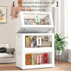 1pc Stackable Storage Bins With Lids Plastic Box