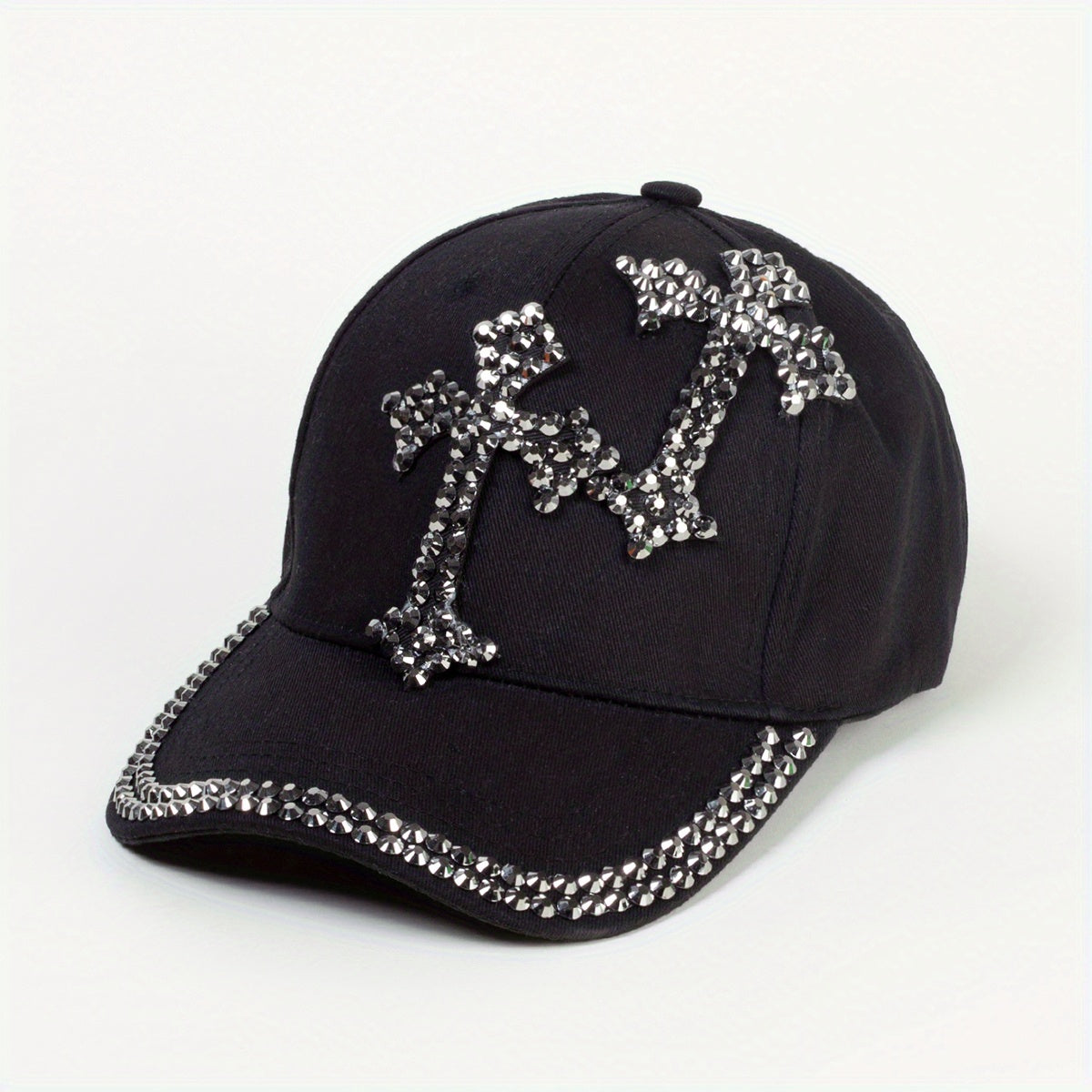 Y2K Cross Patch Baseball Cap Rhinestone Hip Hop Dad Hat