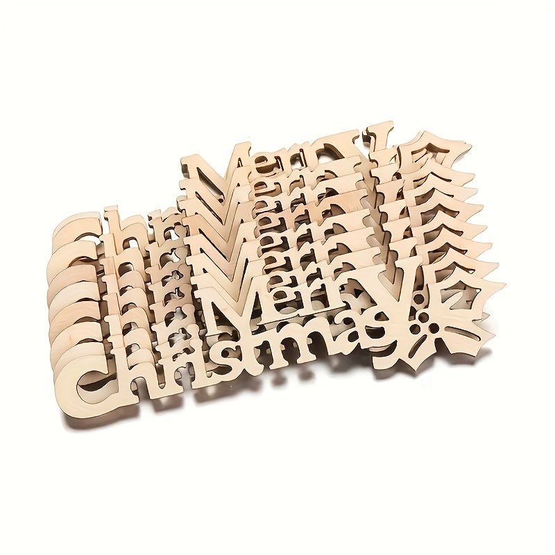 10pcs Merry Christmas Hanging Ornaments Wooden Letter Xmas Decoration