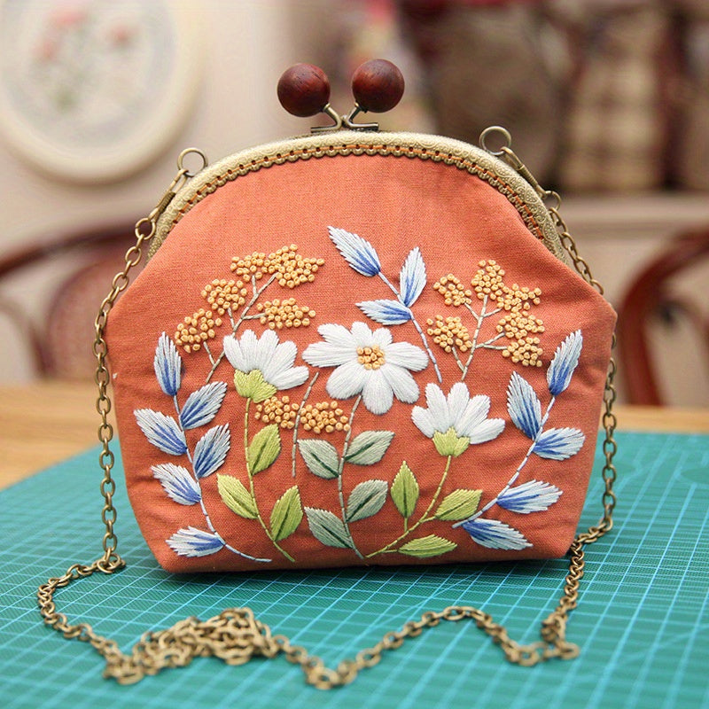 Golden Shoulder Bag DIY Material Customized Embroidered Art